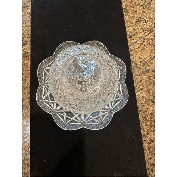 Vintage Fostoria diamond cut butter/cheese dish - Picture 2 of 5